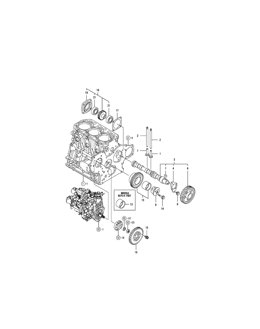 Engine Camshaft And Driving Gear Diagram and Parts List for SX3100 54ALB4S727-54ALB4SW727-54ALB4SX727-54ALB4SY727-54ALB4SZ727-54AMB4S727-54AMB4SW727-54AMB4SX727-54AMB4SY727-54AMB4SZ727 Cub Cadet Lawn Tractor